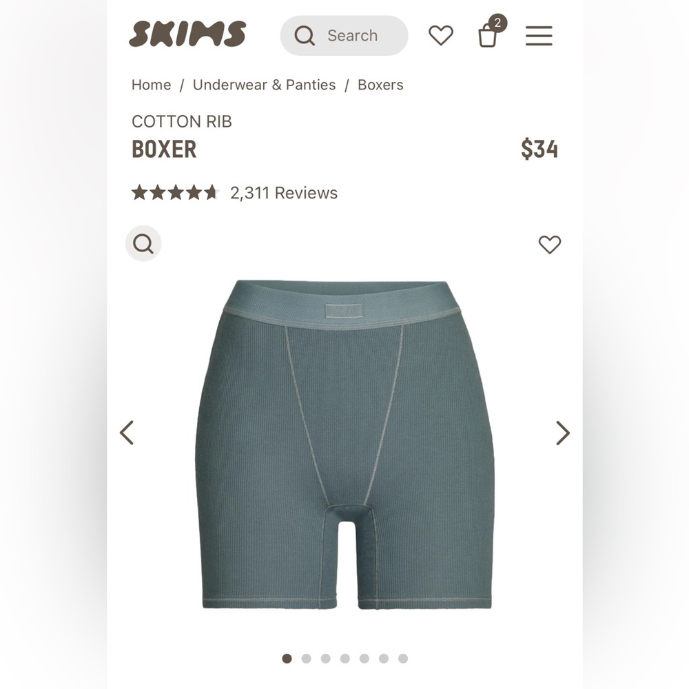 Skims Kyanite Cotton Rib Boxer